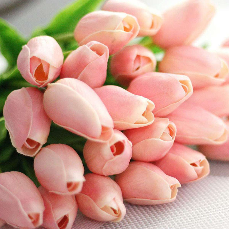 Bouquet de fleurs artificielles tulipe artificielle pour fête de mariage (ensemble de 25), Rose