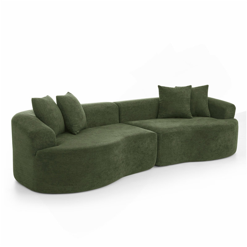 Canapé modulaire courbé à 4 places Modern Cloud, canapé de salon à compression minimaliste, sans assemblage requis, chenille, vert