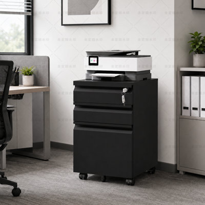 3-Drawer Metal Vertical Filing Cabinet - Sturdy Steel Storage for Home Office, Printer Stand, A4/Letter Size
