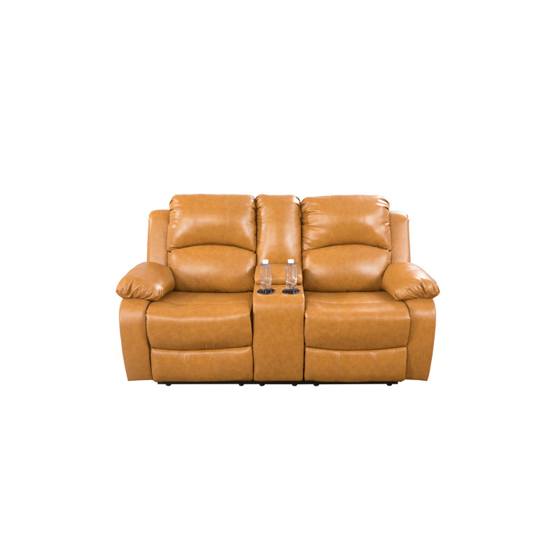 Fauteuil inclinable manuel en simili cuir Dokkum, Similicuir gingembre