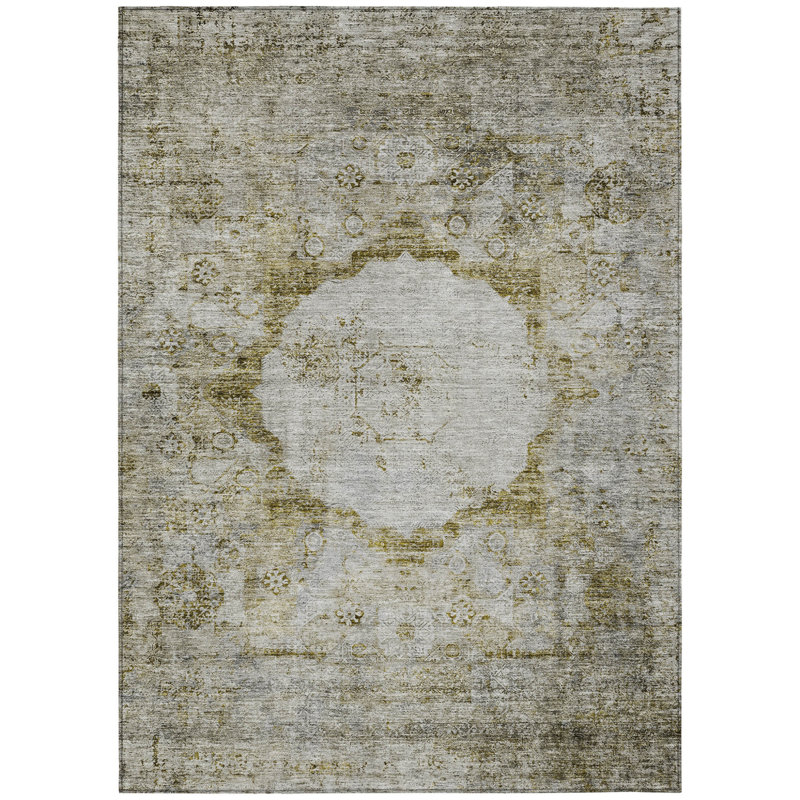 Tapis d'intérieur et d'extérieur lavable taupe brun et gris 5 pi x 8 pi