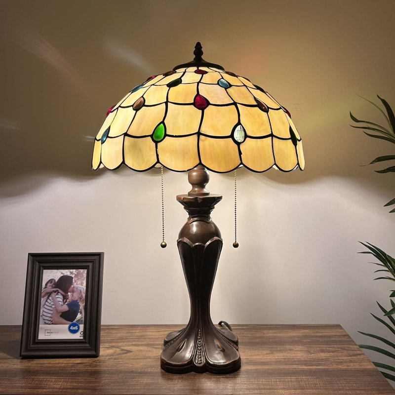 Lampe de table Simonson Tiffany Vitrail doré inclus Ampoules DEL l 16 po x P 16 po x H 24 po