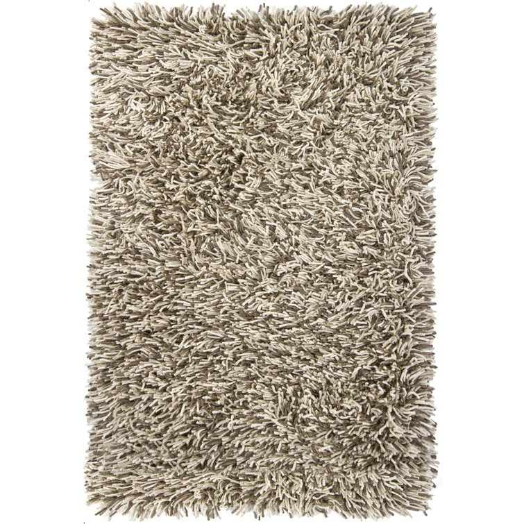 Tapis blanc et gris en laine à poil long Freddie Authentic