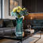 Hand-blown gradient glass vase with ruffled edges, sculptural vase, art glass table vase.