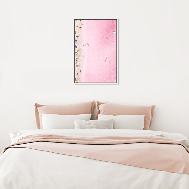 Nautique et plage rose côtière - impression, H 24 po x l 16 po, Toile blanche encadrée