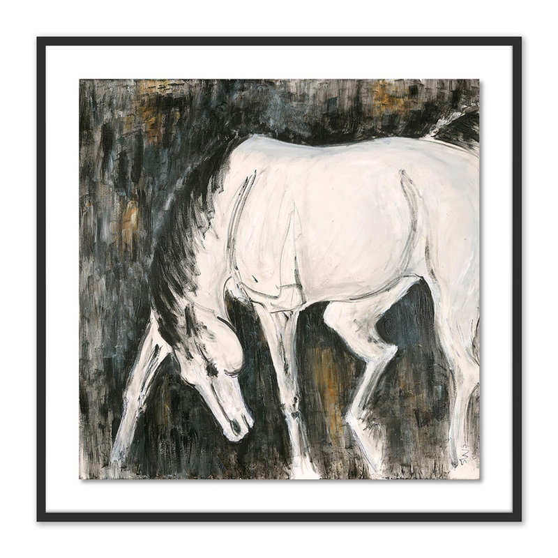 White Horse I Print by Donna Bernstein, 40" H x 40" W x 2.5" D, Black