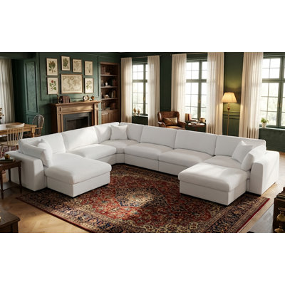 Canapé modulaire 8 pièces avec 2 repose-pieds, canapé de salon configurable en U