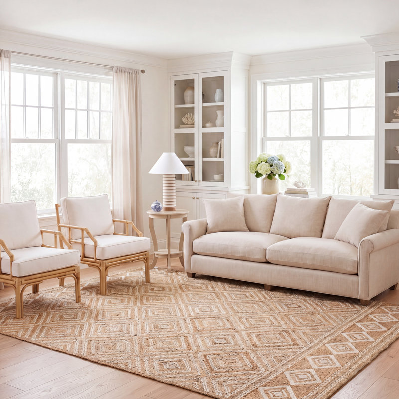Tapis géométrique en jute et en coton tissé à la main Derryberry, Rectangle 8 pi x 10 pi