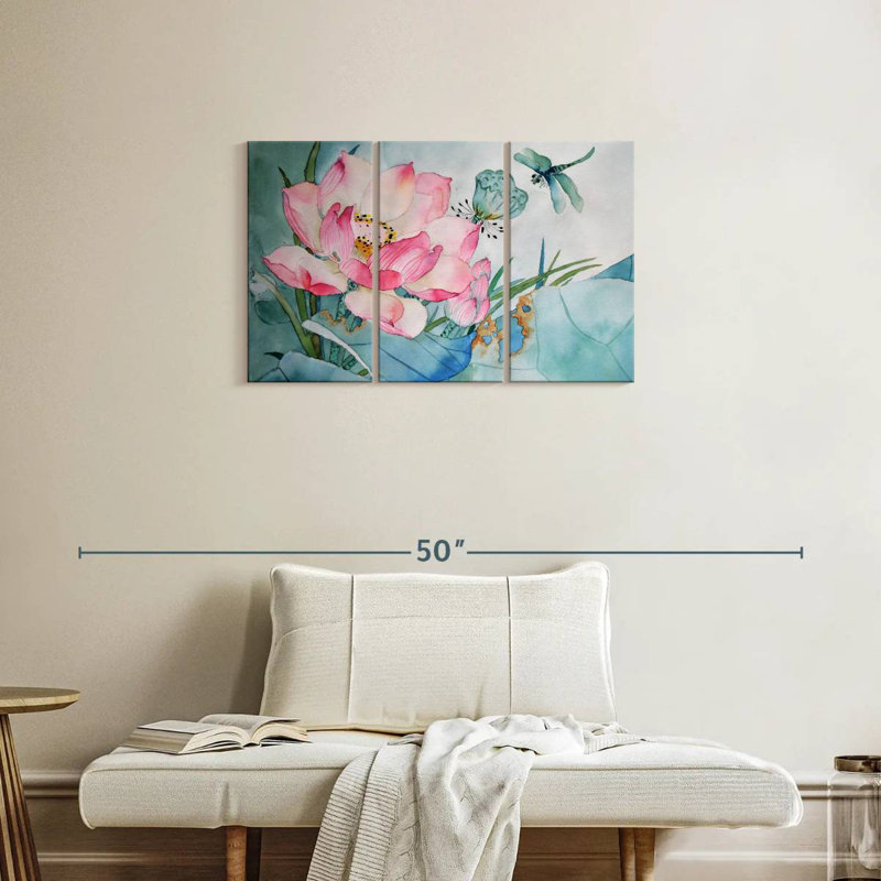 Harnek Dragonfly And Lotus, 20" H x 33" W