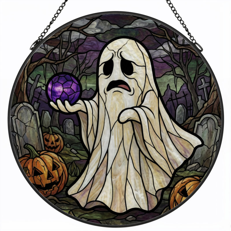 Vitrail de fenêtre 12 "H Ghostly Halloween