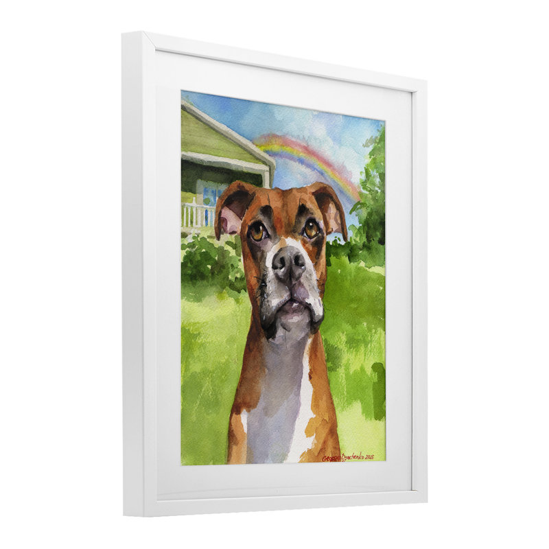 Boxer and Rainbow Portrait, reproduction encadrée sous verre, conception de George Dyachenko, H 16 po x l 13 po