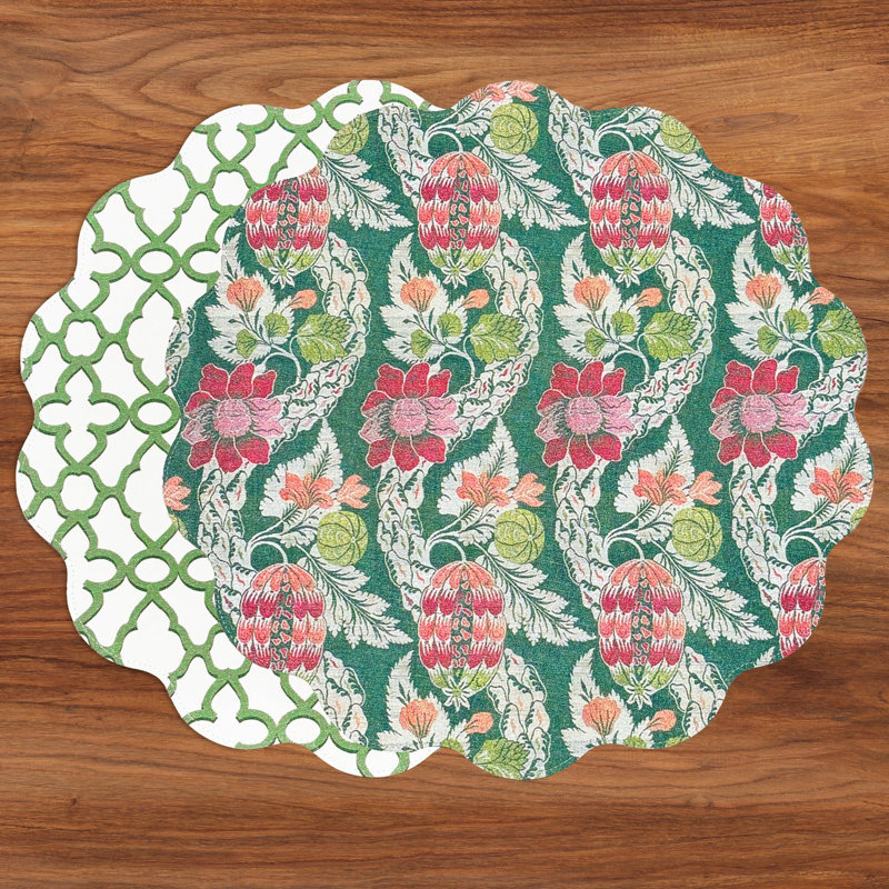 Vida Laurent And Trellis Reversible Round Placemats