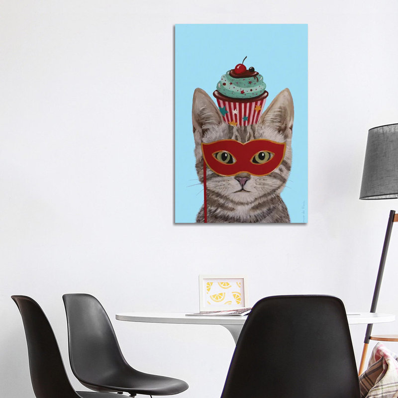 Cat With Cupcake - Wrapped Canvas Print, 101.6 cm H x 66.04 cm W x 3.175 cm D