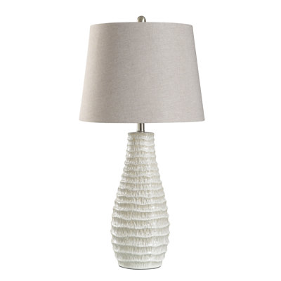 Ceramic Table Lamp - Novac Cream - Gray Shade