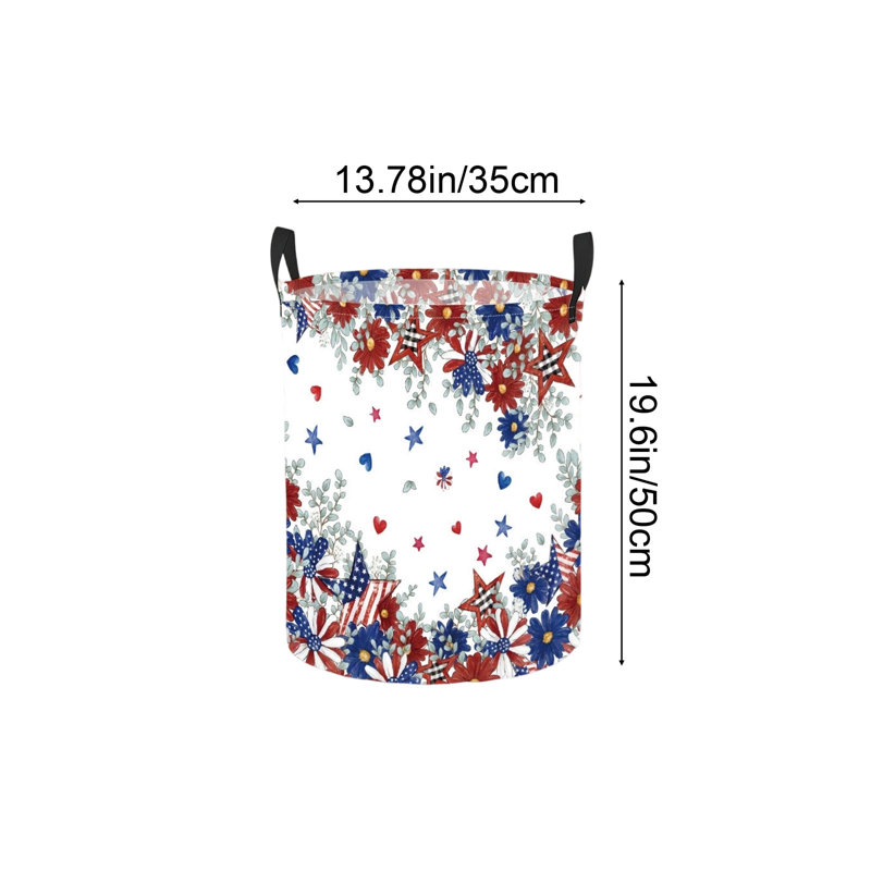 Americans Independence Day-Themed Round Storage Basket And Cylindrical Laundry Hamper And Household Organizer For Clothes And Sundries