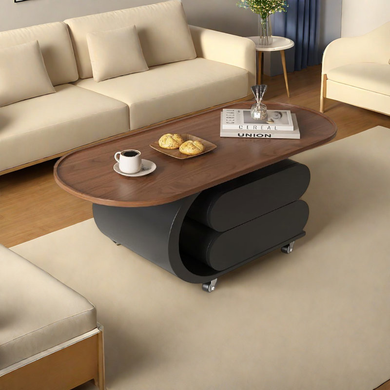 Table basse légère et portable, H 19,7 po x L 47,2 po x l 23,6 po, Brun, Black