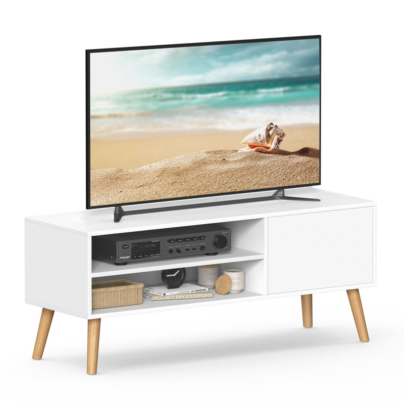 Unfinished TV Stand for TVs up to 55", White/Natural