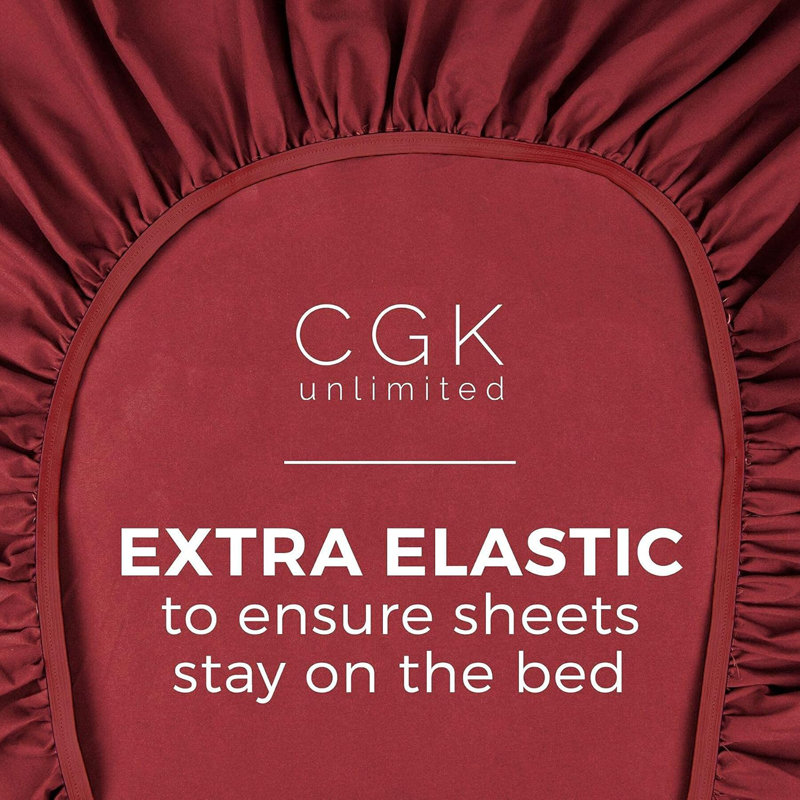 Twin Burgundy Microfiber Deep Pocket Fitted Sheet Set