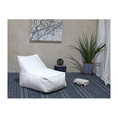 Ettie Fauteuil à billes en tissu résistant à l'eau - blanc délavé, rembourré de mousse avec housse amovible pour le salon et la chambre à coucher