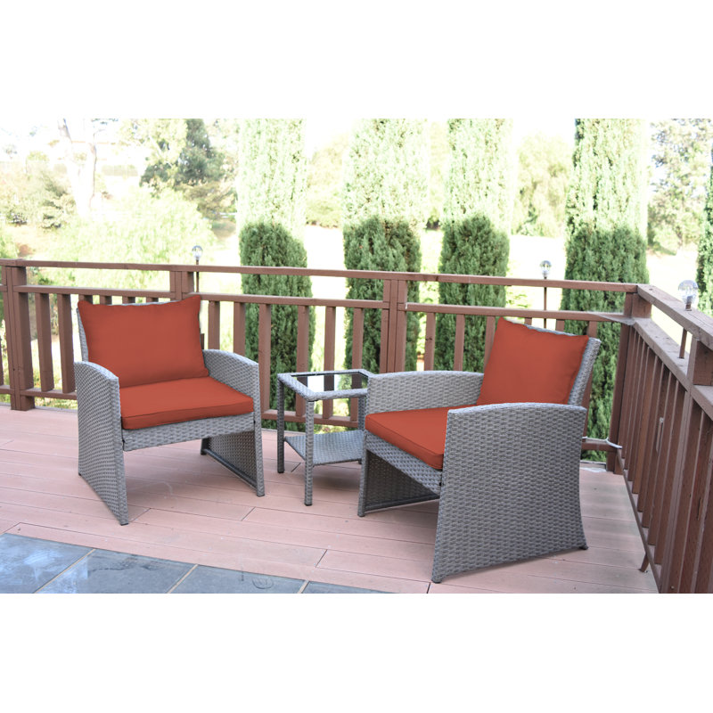 Sharyn 2 - Person Patio Conversation Set with Cushions, Brick Red