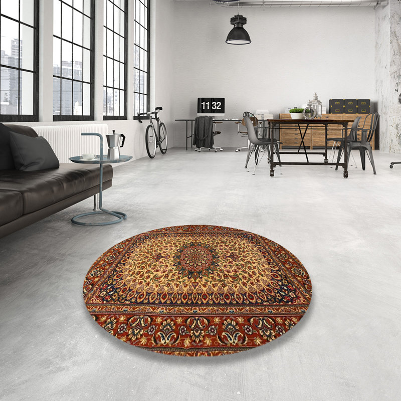 Tapis brun/beige traditionnel Fluharty, Rond 4 pi