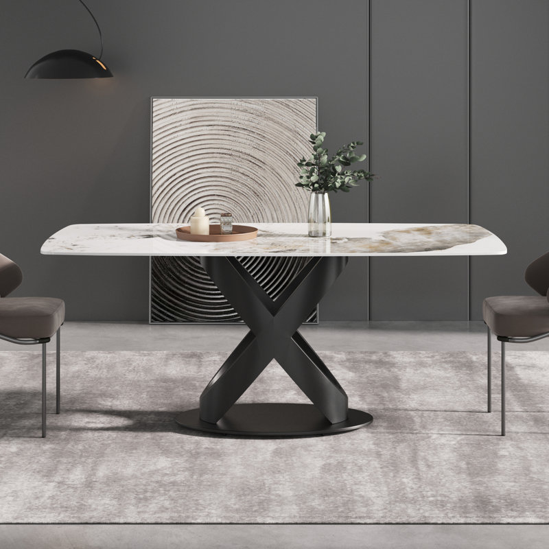 Table de salle à manger Sesteded, Noir, Pandora, H 29,53 po x L 63 po x l 31,5 po