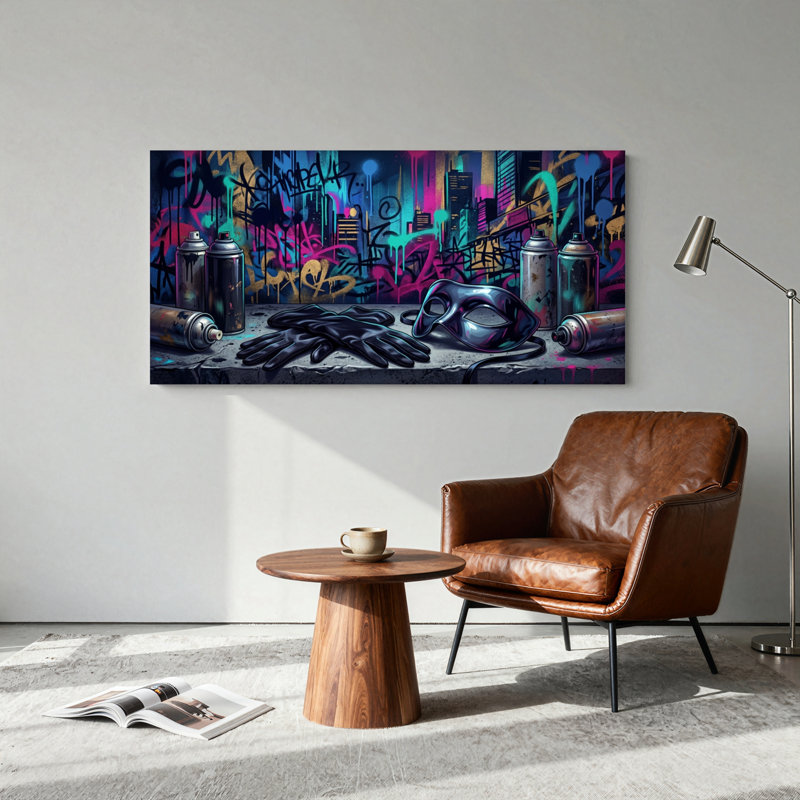 Ensemble d'une toile murale de style graffiti, L 40 po x H 20 po, Toile tendue