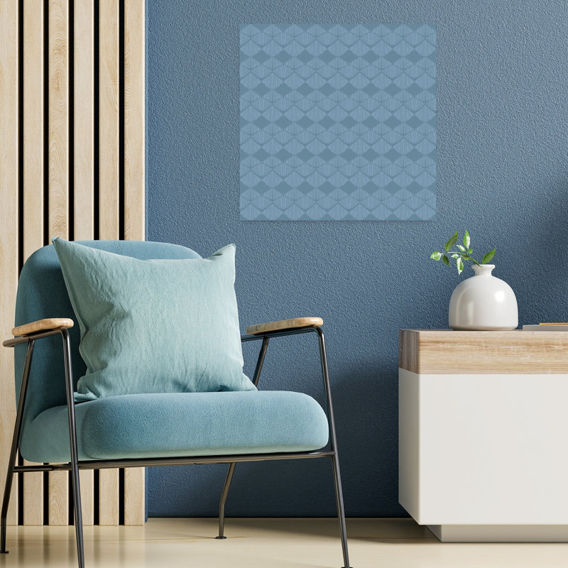 Art mural écailles bleues tissées, H 18 po x l 18 po
