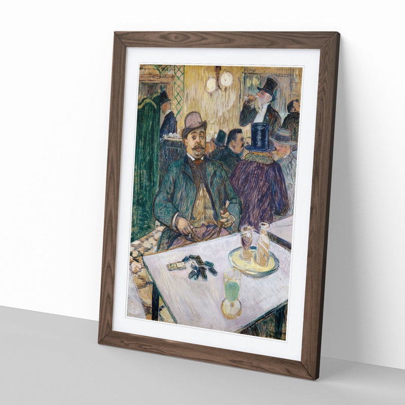 Monsieur Boileau at the Cafe by Henri De Toulouse-Lautrec - Picture Frame Painting, Walnut, 48cm H x 36cm W x 2cm D