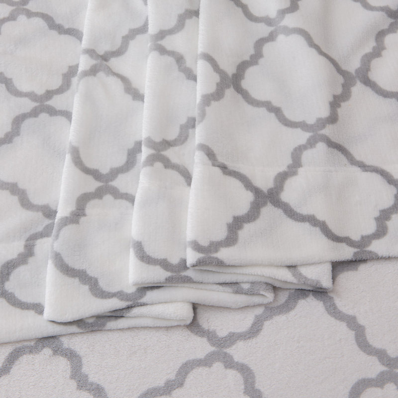 Ensembles de draps en velours ultra doux, Jumeau, Treillis blanc / gris