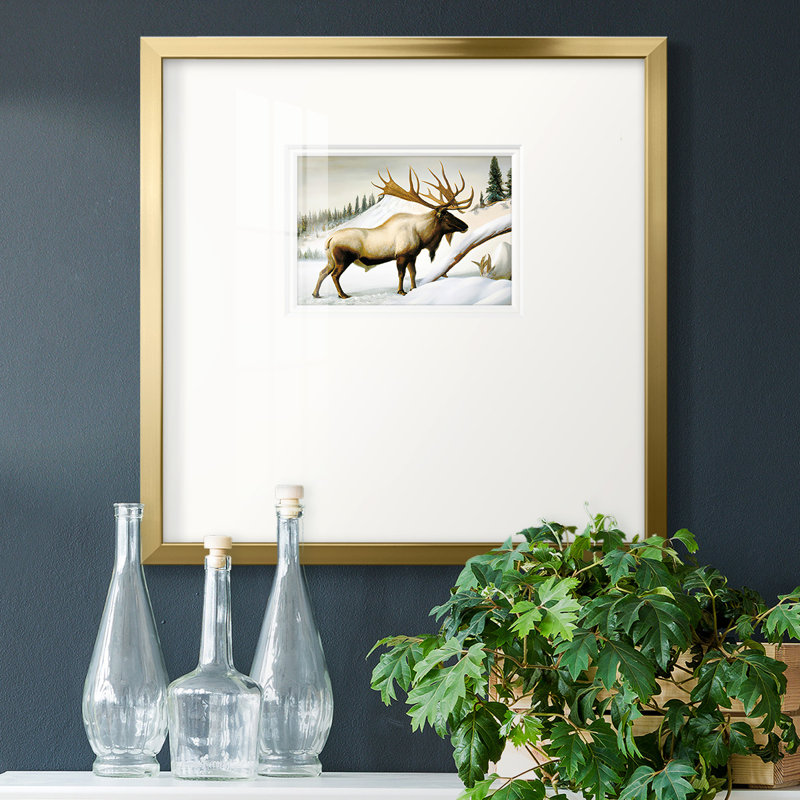 Snow Elk, impression sur papier encadrée, H 21 po x l 21 po x P 1,25 po