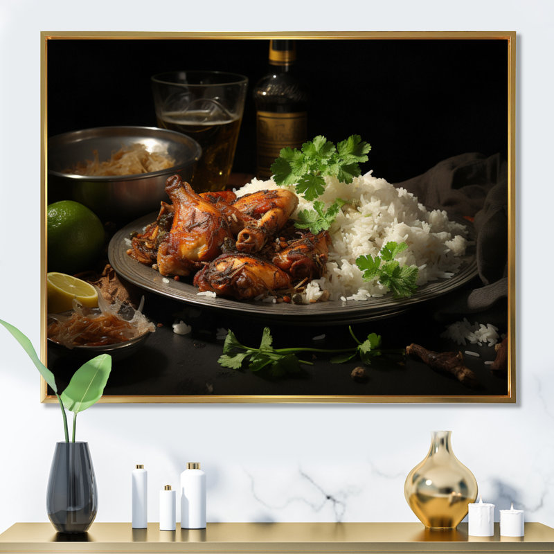 «Cuban Cuisine Brown I - Food & Beverage», reproduction d'art sur toile, H 12 po x l 20 po x P 1 po, Cadre flottant doré