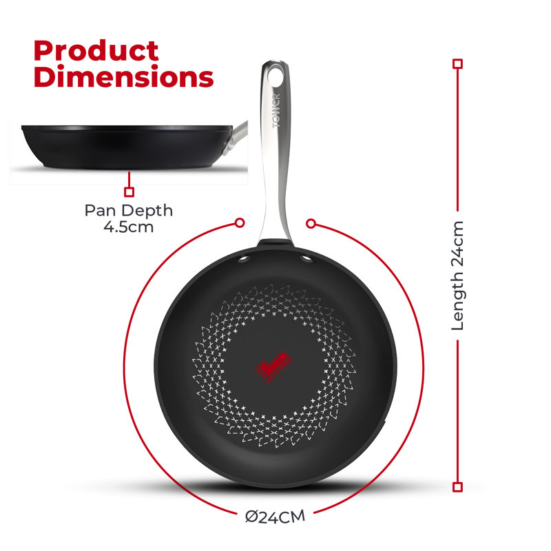 Tower T900300 SmartStart Ultra Forged 24cm Aluminium Frying Pan with Easy Clean Aeroglide Non-Stick, 15x Stronger, Induction Compatible, Oven Safe up to 220°, Long Lasting, PFOA Free