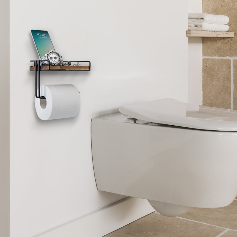 Porte-papier hygiénique en métal avec tablette