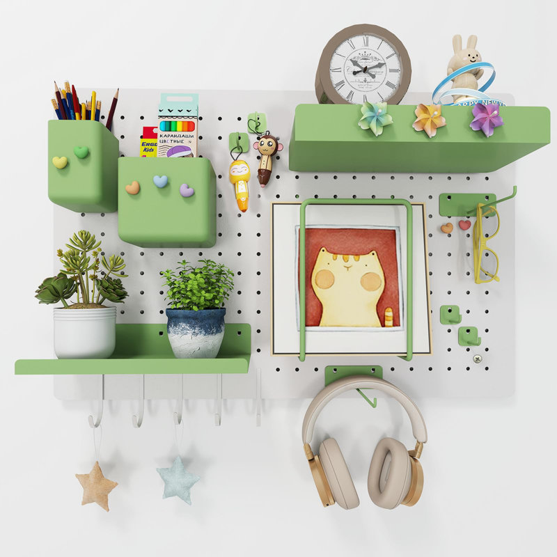 Ensemble de panneaux perforés en métal - Panneaux perforés en acier au carbone avec 26 accessoires, panneau mural perforé blanc - 24 po x 16 po
