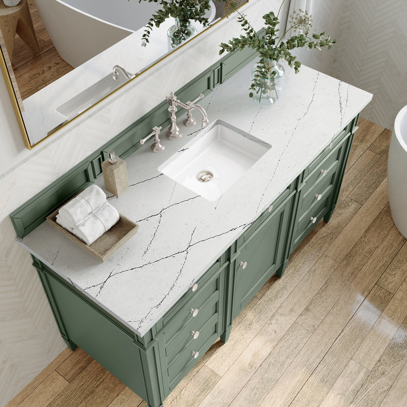 Brittany 60'' W Single Vanity, Smokey Celadon, Ethereal Noctis, 8" Widespread