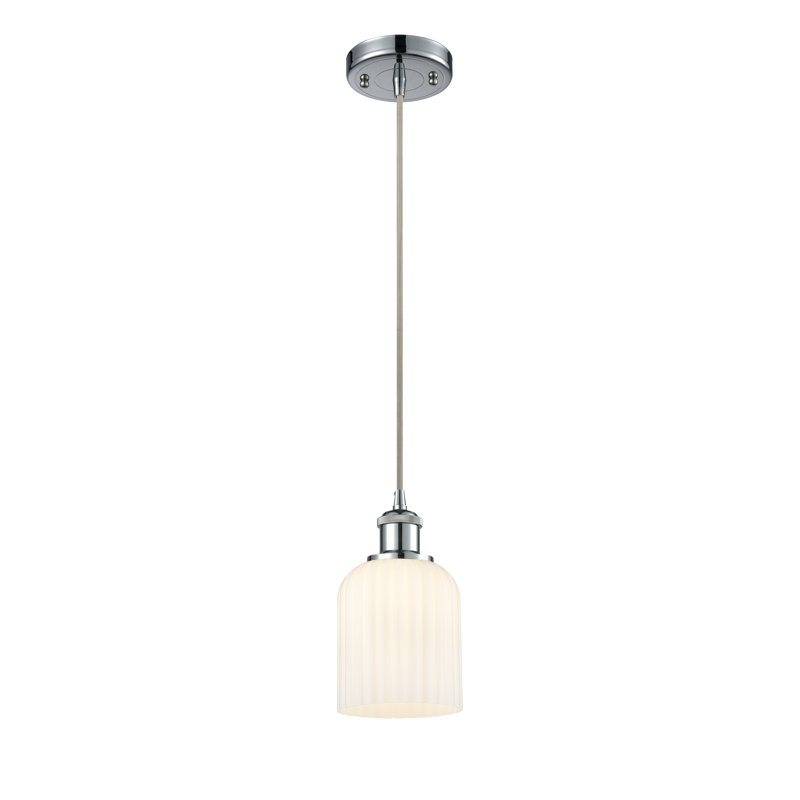 Luminaire suspendu 1 lumière Aalina, Chrome poli, Gloss White