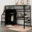Structure de lit mezzanine simple en métal avec bureau, lit mezzanine haut moderne avec garde-robe-1921117458