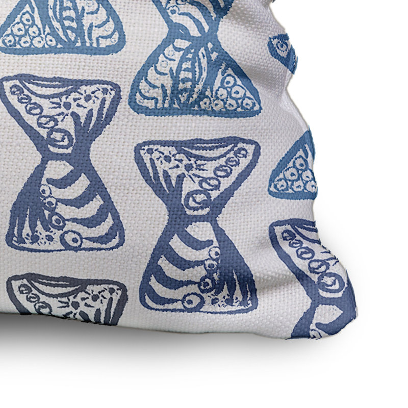 Housse de coussin en coton carrée/insert, Bleu, 18" x 18"