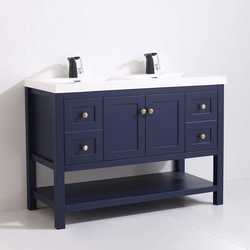 Ensemble de meuble-lavabo double 49 po Mclamb, bleu