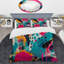 Ensemble de housse de couette abstraite rose et turquoise Enigma I-107148322