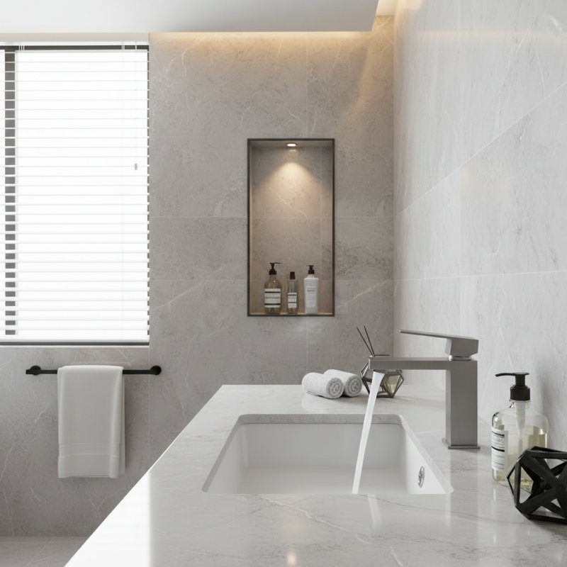 Modern Single Handle Bathroom Faucet, Brushed Nickel