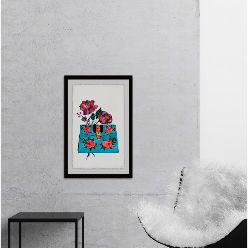 Blue Purse by Julia Posokhova - Single Picture Frame Painting, 30 cm H x 20 cm W x 4 cm D