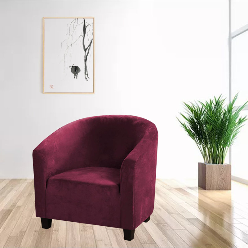 Cotton Box Cushion Armchair Slipcover, Red