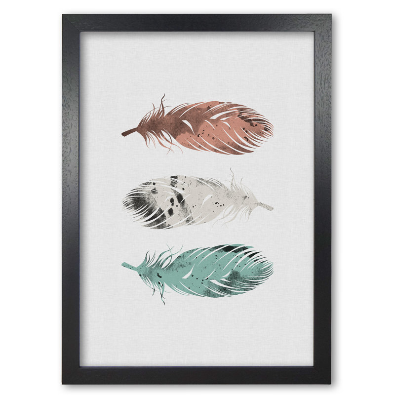 Pastel Feathers - Print, 30 cm H x 21 cm W x 5 cm D, Black Grain Frame
