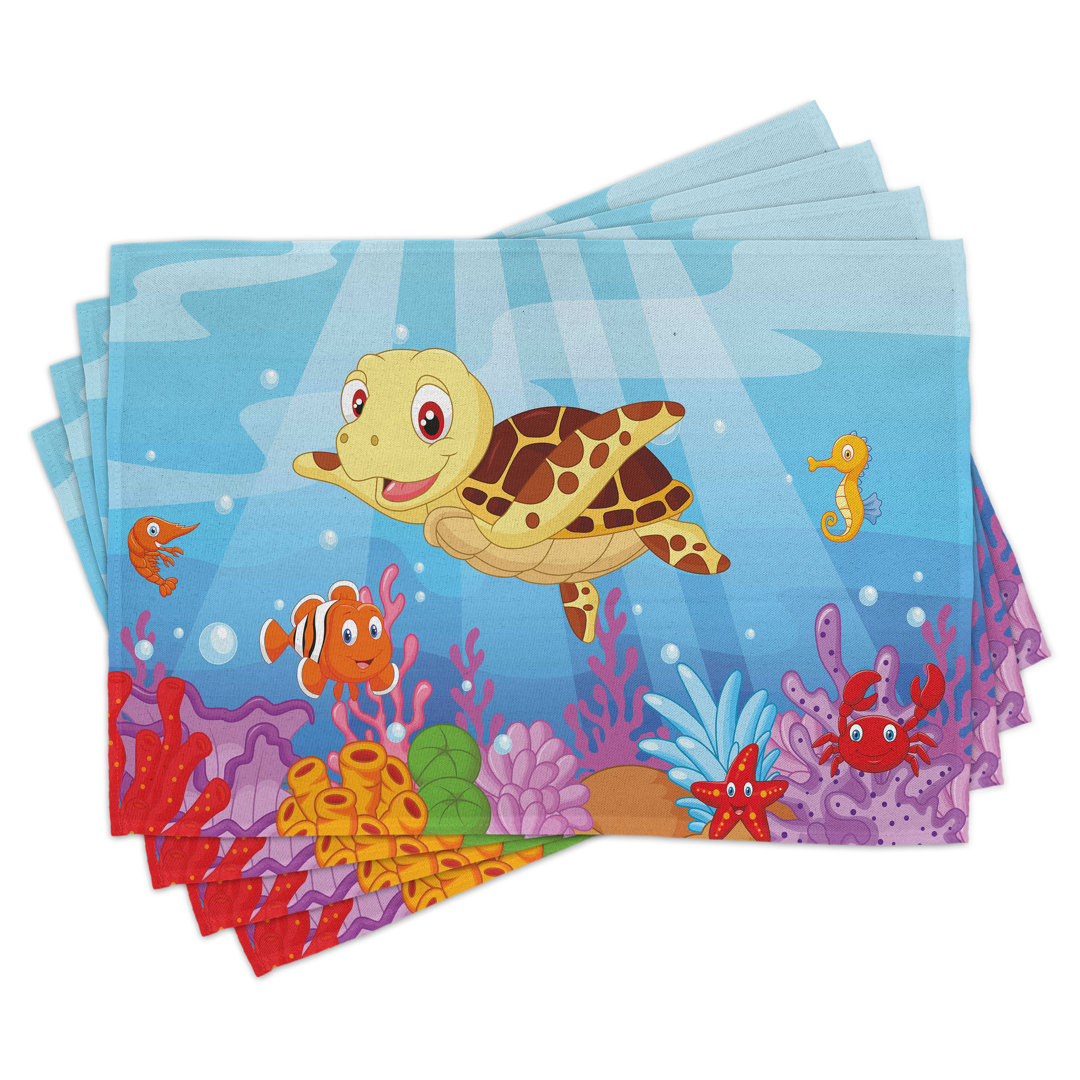 Platzdeckchen 4er Set, Schildkrötenfische, Multicolor