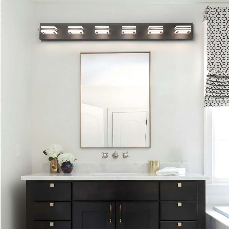 Applique murale à 6 lumières à DEL pour salle de bain moderne et noire, 6, Noir mat
