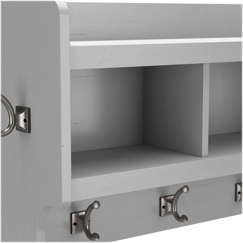 Kathy Ireland Home Wall Mounted Coat Rack With Shelf And Hooks, Engineered Wood, Transitional Design For Entryway Organization