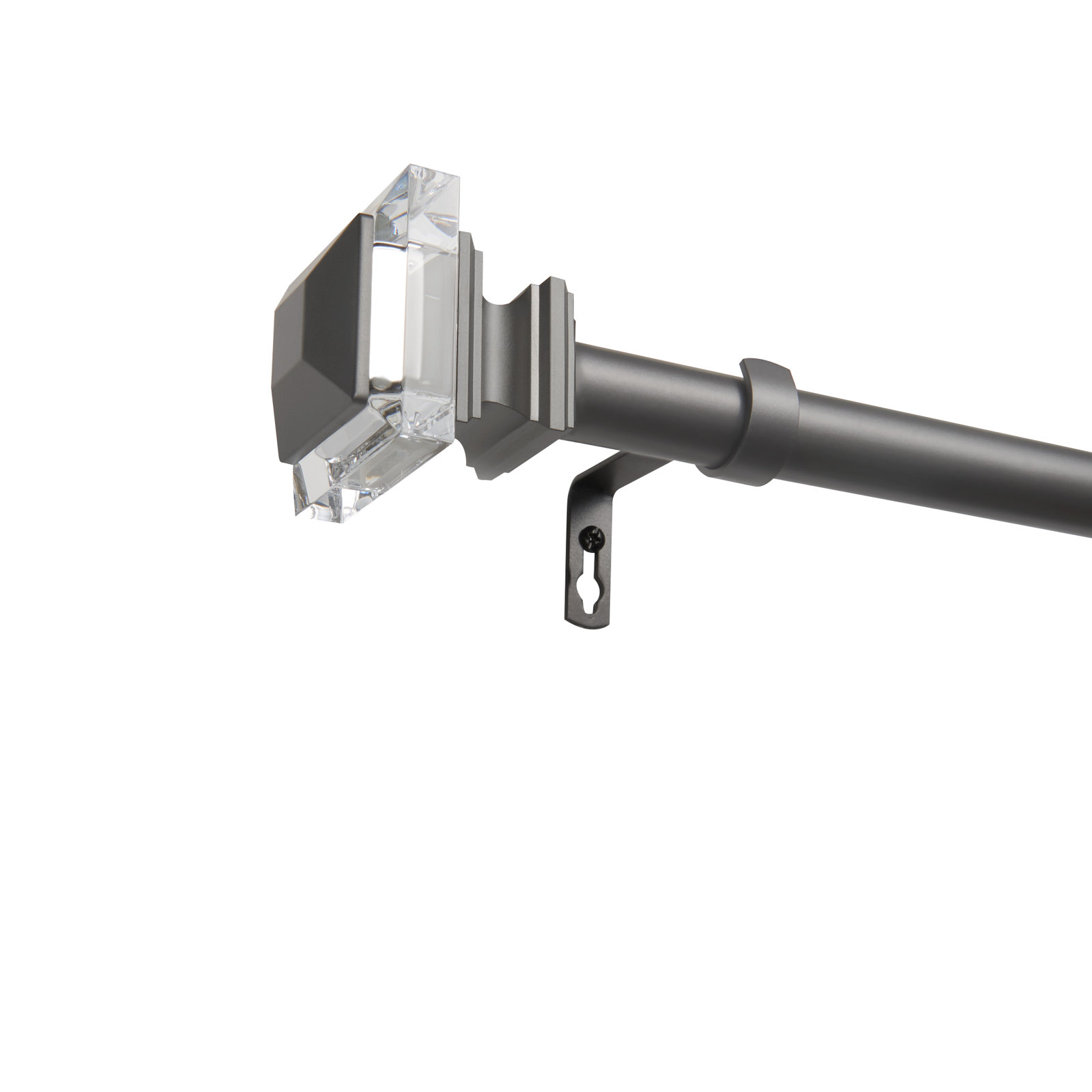 Illinois Single Curtain Rod, Gunmetal, 36" - 72" W
