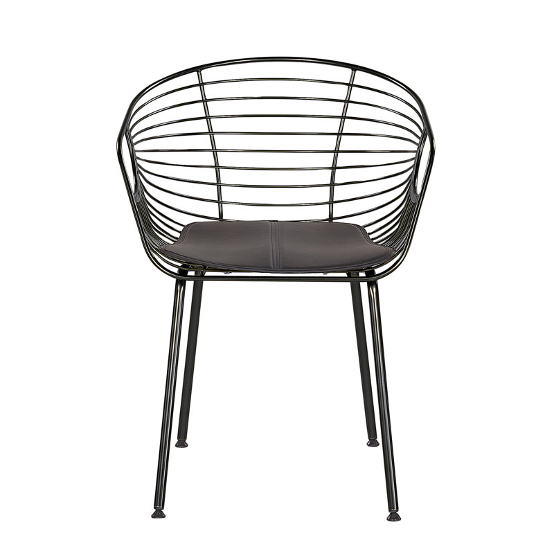 Bonneau 46cm H Upholstered Ladder Back Armchair, Black